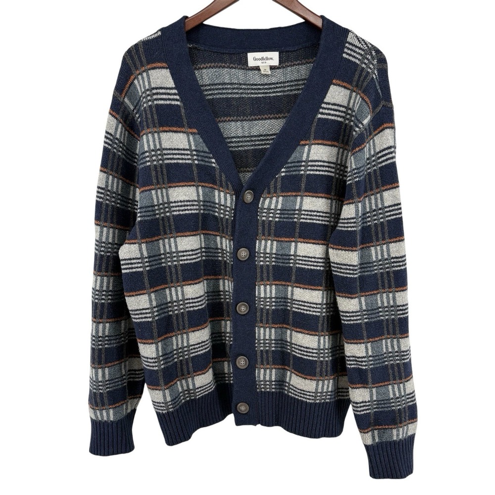 Goodfellow Plaid V-Neck Cardigan Sweater‎ M
